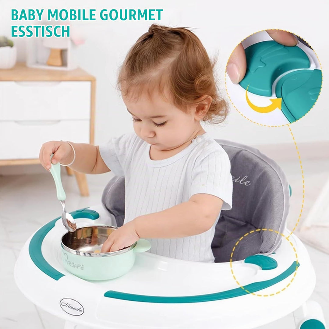 3 in 1 Baby Lauflernhilfe, Lauflernwagen mit 360° Geräuschlosen Silikonrädern, Kippschutz &amp; 4-Fach H