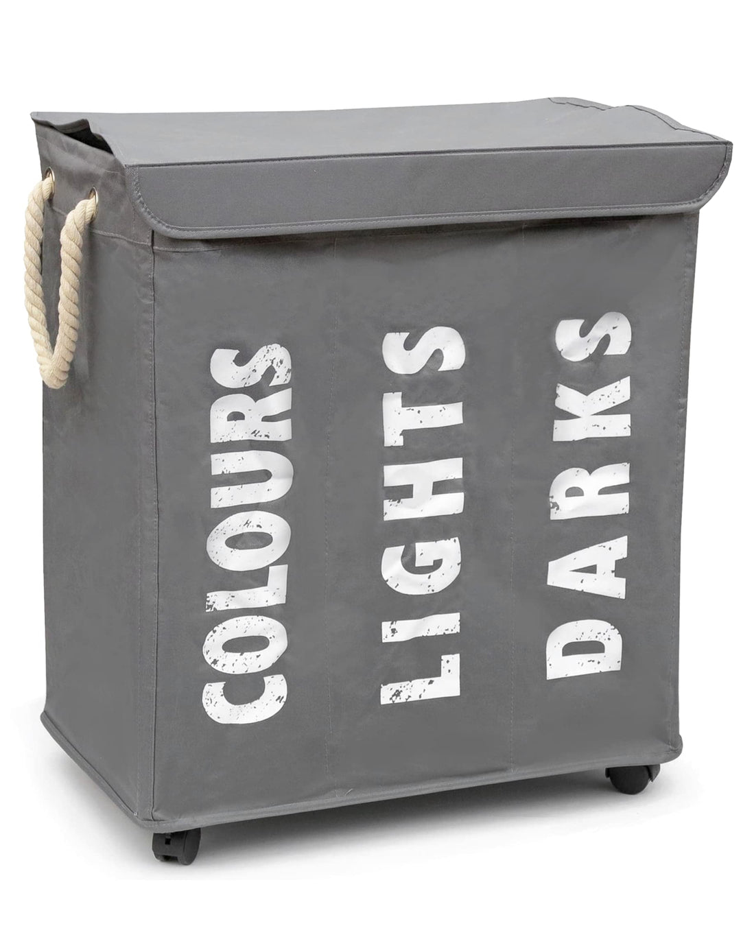 hausratplus osoltus Wäschebox - Wäsche-Sortierer mit Deckel & Rollen - Bad-Organzier - Wäschekorb -