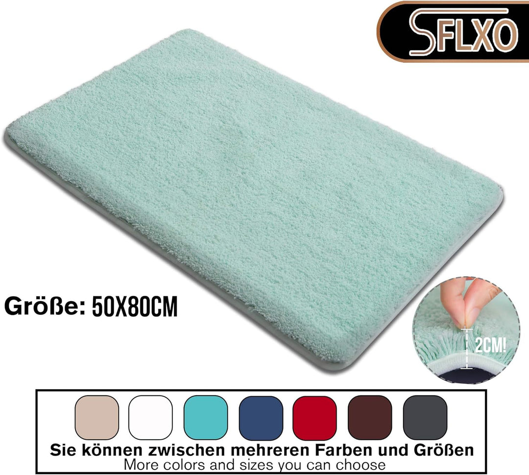 SFLXO Badematte 80cm x 50cm rutschfest-Badvorleger Maschinenwaschbar Anti-Rutsch Badteppich Weich Wa