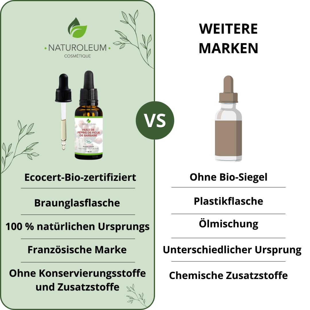 Bio Kaktusfeigenkernöl 100% Rein und Natürlich - Kaltgepresst, Extra Natives Öl - Pflege für Haut, G