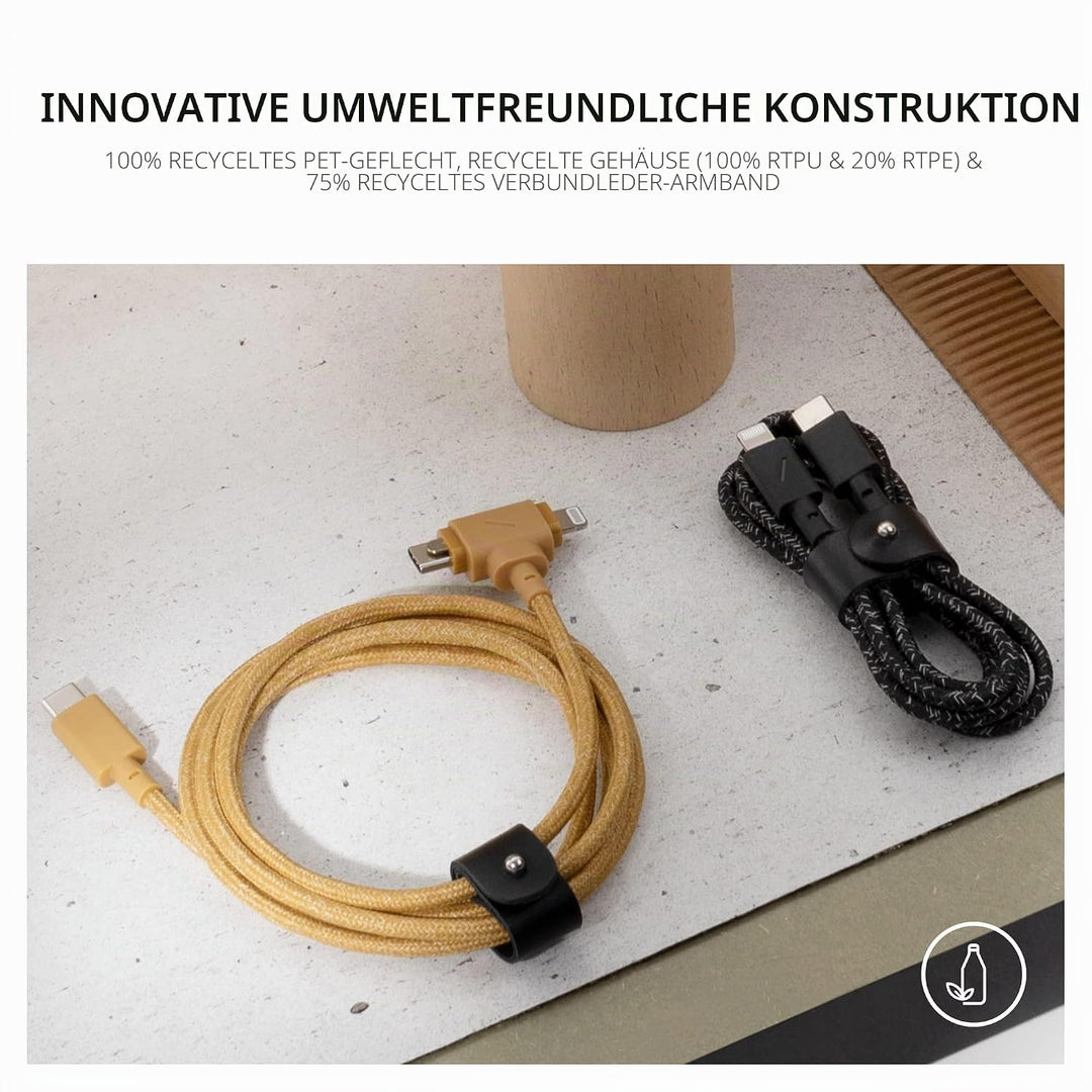 Native Union Belt Cable Duo – 1,5 m Universal-Ladekabel mit Ultra-Starkem Geflechtschlauch – Aus Rec