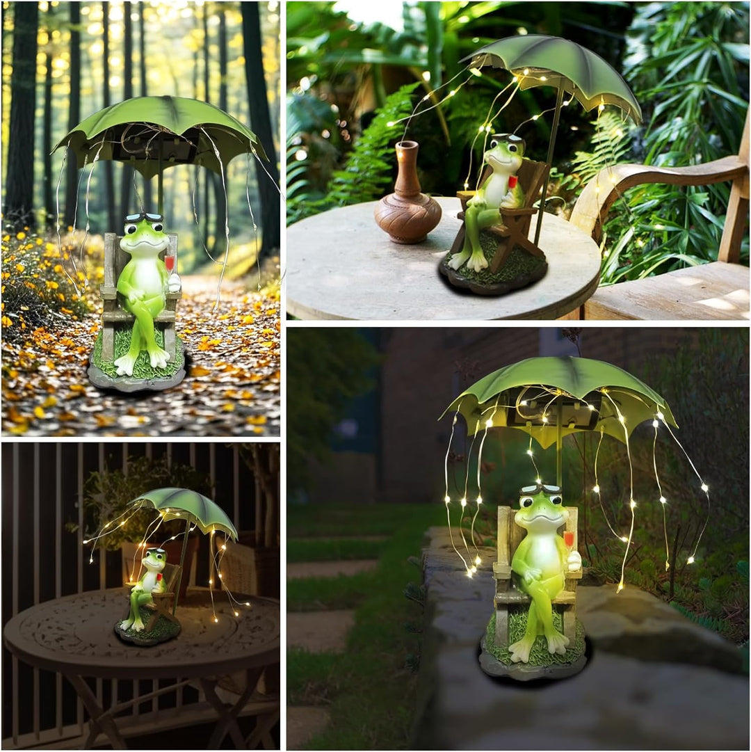 Solar Frosch Statuen Outdoor Garten Dekoration - Lustig Frösche In Den Hof Figuren Ornament mit Sola