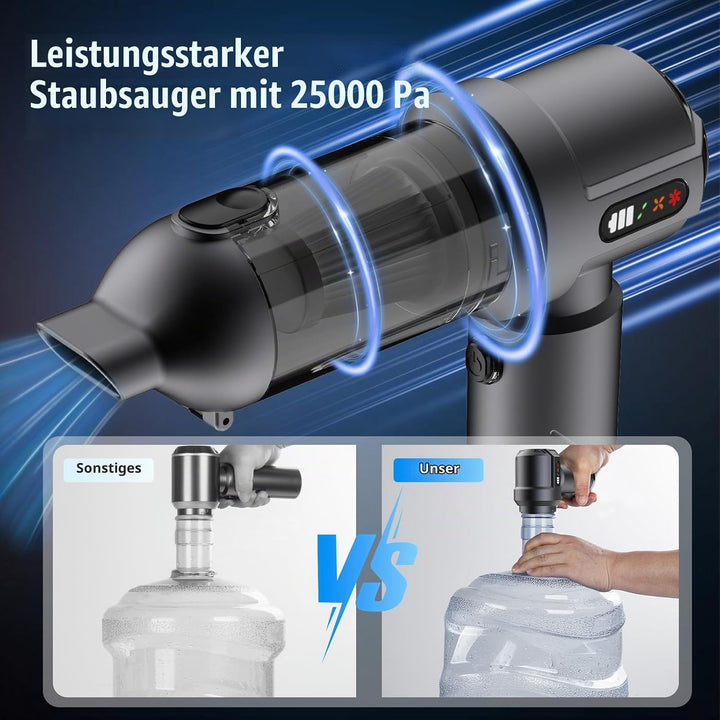 Handstaubsauger, 25000Pa Akku Handstaubsauger Kabellos, 4 in 1 Tragbar Akkustaubsauger mit Automatis