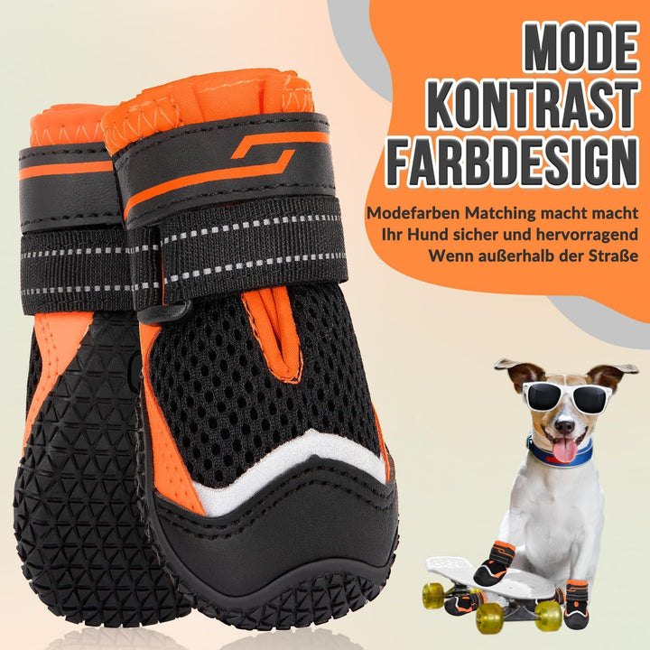 Eyein Hundeschuhe Pfotenschutz, 2 Stück atmungsaktiv Hundeschuhe mit Rutschfester Sohle und reflekti