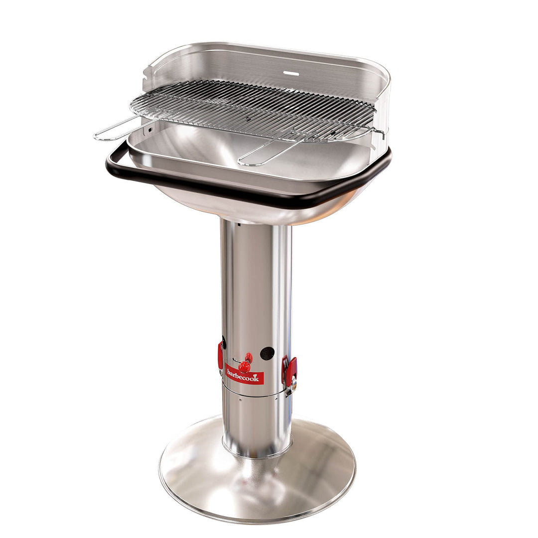Barbecook Loewy 55 Holzkohlegrill BBQ mit Windschutz aus edelstahl, Grillen für 10 Personen, 60x35x1