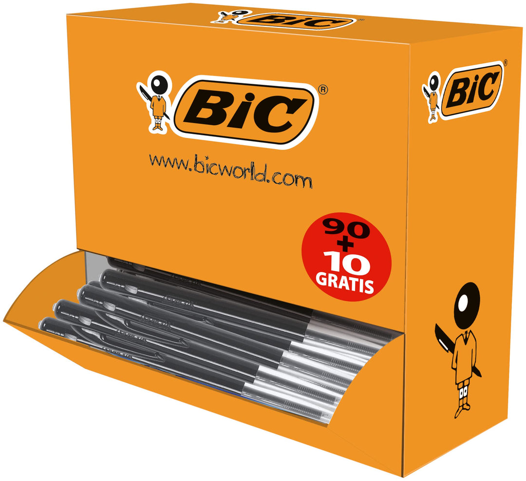 BIC 942917 Deutschland Kugelschreiber M10, 0.4 mm, Value Pack 100 Stück, schwarz, schwarz