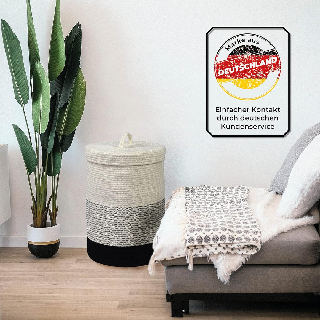 Wäschekorb mit Deckel, Faltbarer Aufbewahrungskorb Kinderzimmer, Wäschesammler aus Stoff, Badezimmer