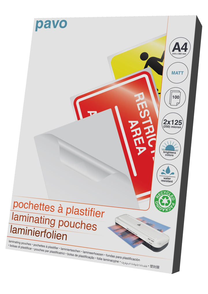 pavo 8029686 Laminierfolientasche, DIN A4, matt, 250 mic