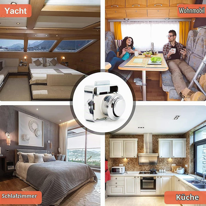 Hotiko Push Lock Button Latch Door Verriegelung Wohnmobil Möbelschloss für RV Camping Schrank Schubl