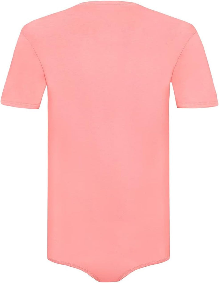 Landofgenie Männer Kurzarm Strampler Pyjama Bodysuit One Piece Strampler Rosa XL, Rosa XL