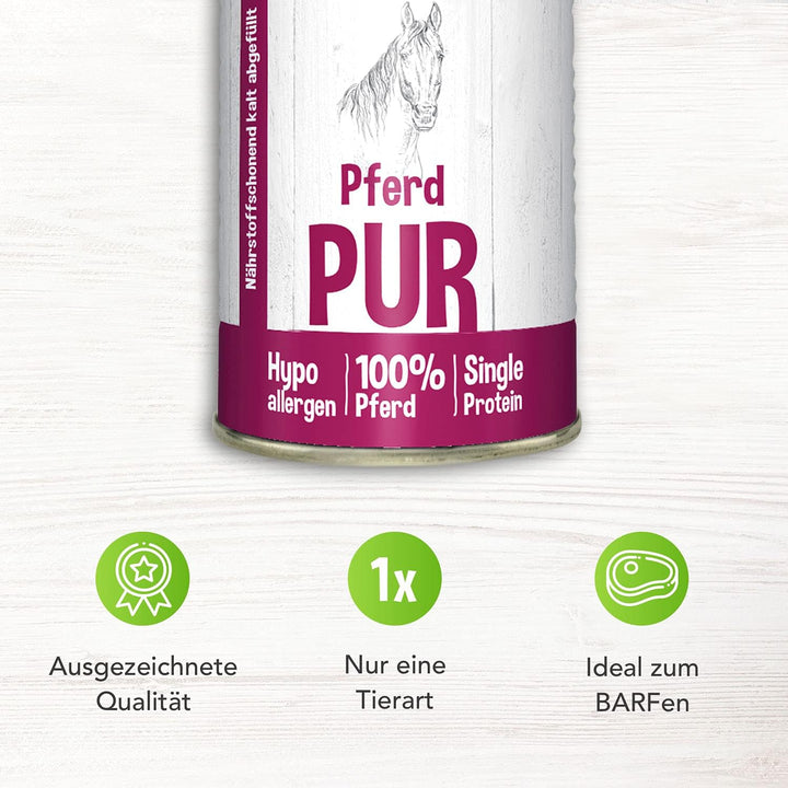 Schecker Nassfutter - 100% Pferd pur - getreidefrei - hypoallergen - echte, Reine Qualitätsware - 24