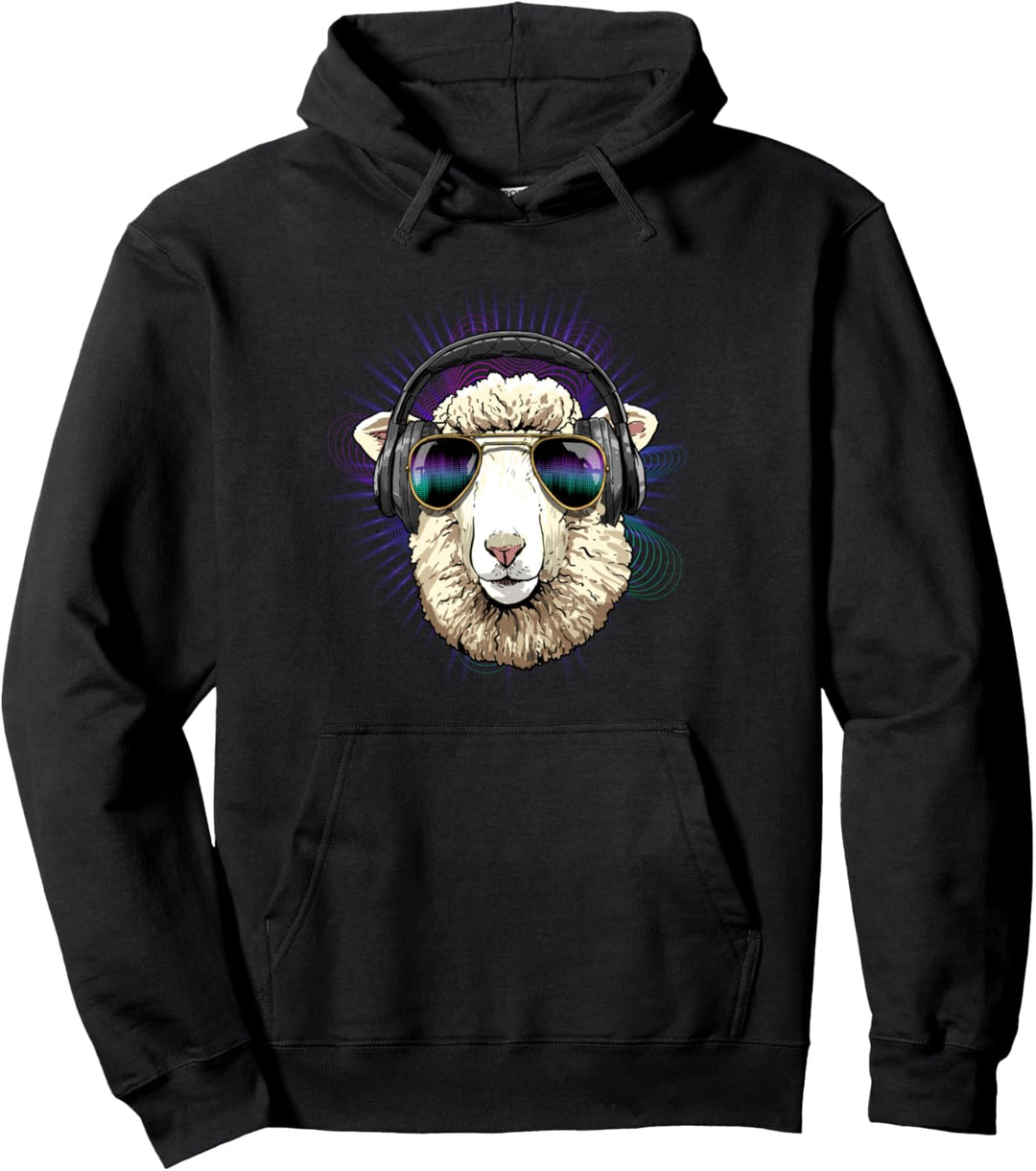 Music Sheep Dj With Headphones Musical Sheep Lovers Pullover Hoodie