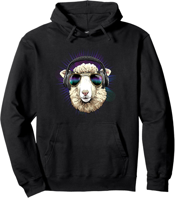 Music Sheep Dj With Headphones Musical Sheep Lovers Pullover Hoodie