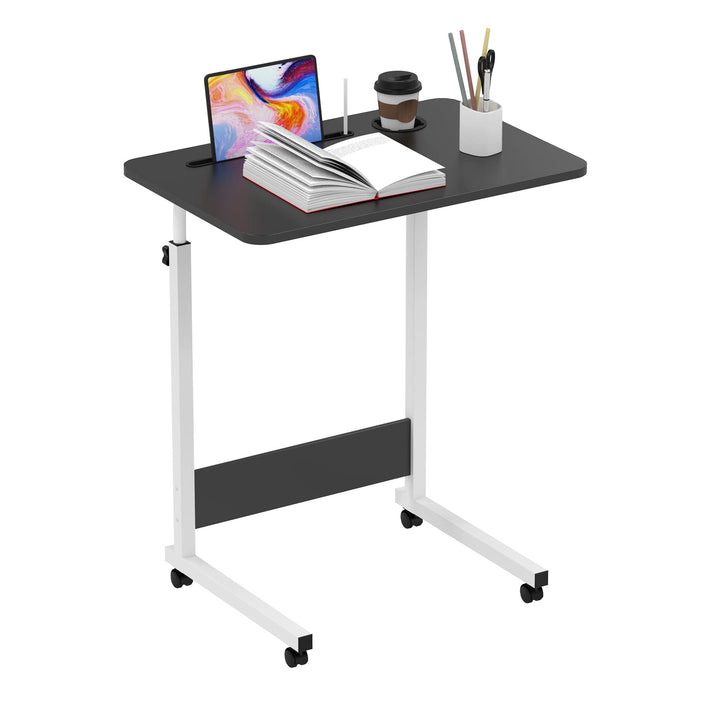PIPIPOXER 60x40cm Laptoptisch mit Rollen, Laptoptisch höhenverstellbarer 69-90 cm, Schreibtisch Comp