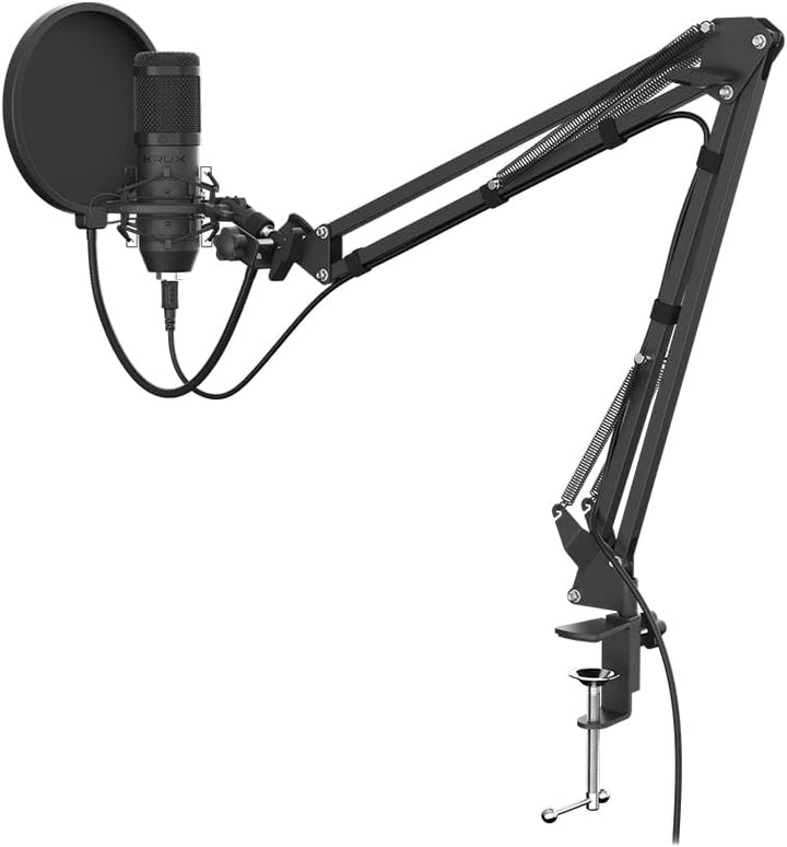 KRUX Edis 1000, Computermikrofon mit verstellbarem Arm, 2.9 m USB-Kabel, Poppfilter, Stossschutzkorb