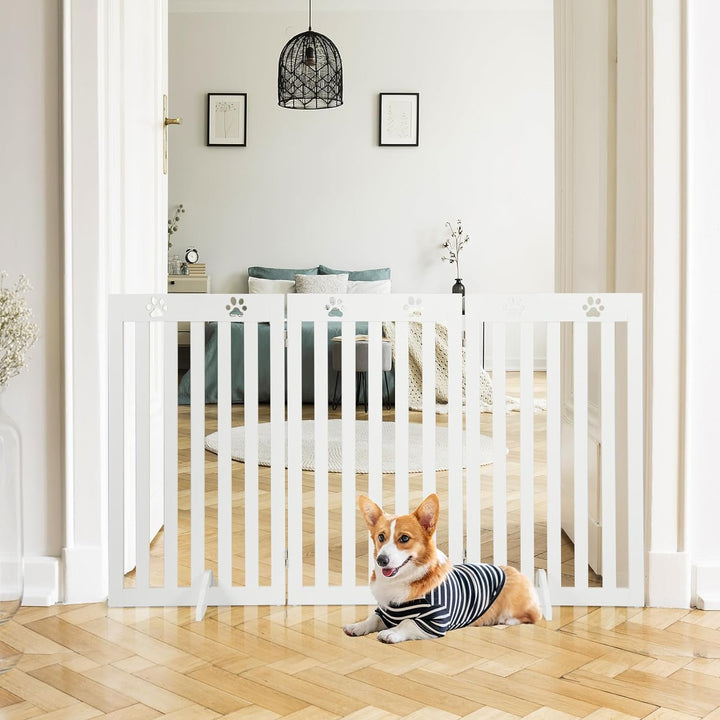 COSTWAY Absperrgitter Hunde 89cm Hoch, Schutzgitter Holz, Kindergitter klappbar, Treppengitter Hunde