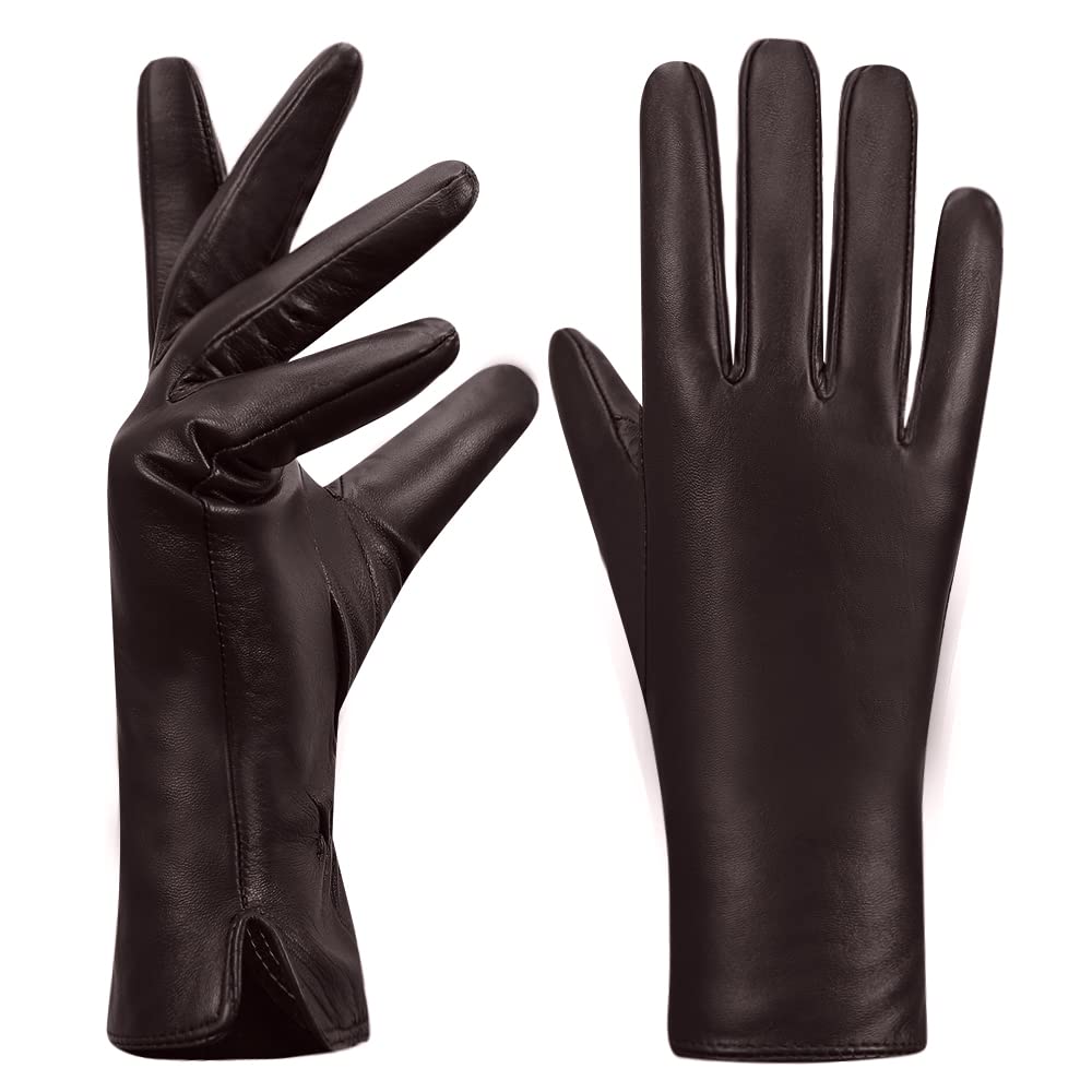 MGGM collection Damen Lederhandschuhe Kaschmir gefüttert S Braun(Thouchscreen), S Braun(Thouchscreen