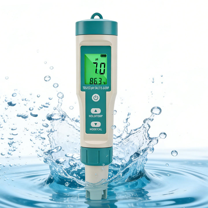 8 in 1 PH Messgerät Wasser, pH Wert Messgerät, misst pH ORP Salzgehalt TDS EC Temperatur, Digitaler