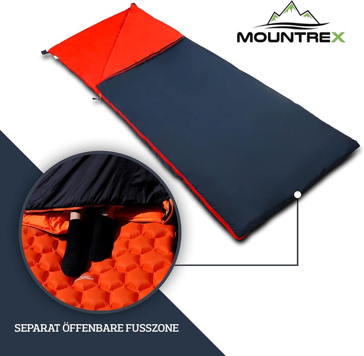 MOUNTREX® Schlafsack - Kleines Packmass & Ultraleicht (700g) Sommer Deckenschlafsack - Outdoor Somme