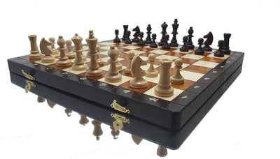 Schöne Travel Chess Schachspiel Holz Edel | Master of Chess | Schachbrett Gross 35 cm | Handgefertig
