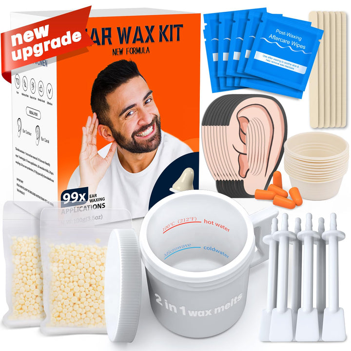 99er-Set zum Ohrenhaare entfernen – 100 g Wachs, 20 Holzstäbchen, 10 Nasenapplikatoren – Nasen- und