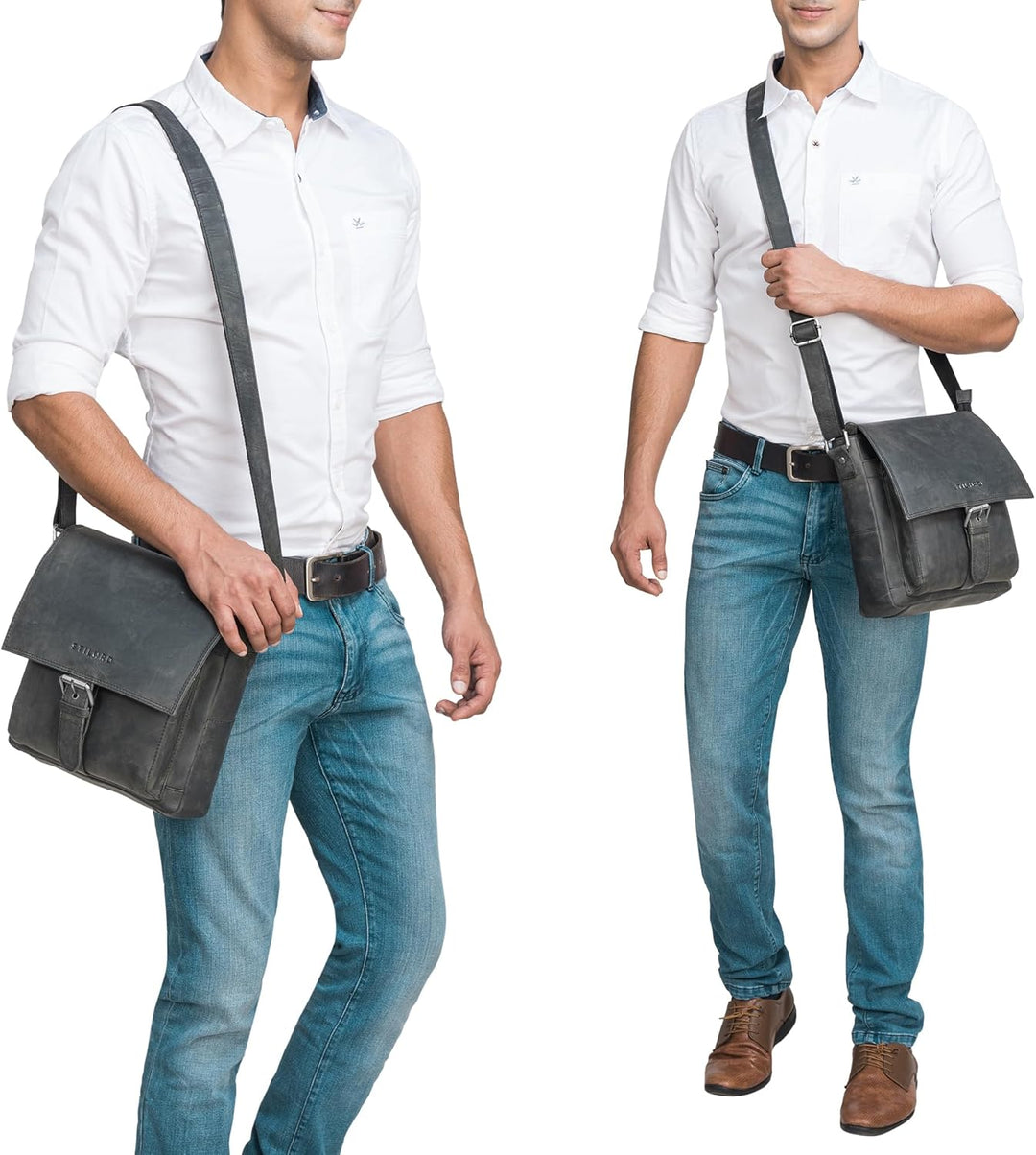 STILORD 'Nevio' Herrentasche Leder Umhängetasche kleine Messenger Bag elegante Handtasche im Vintage