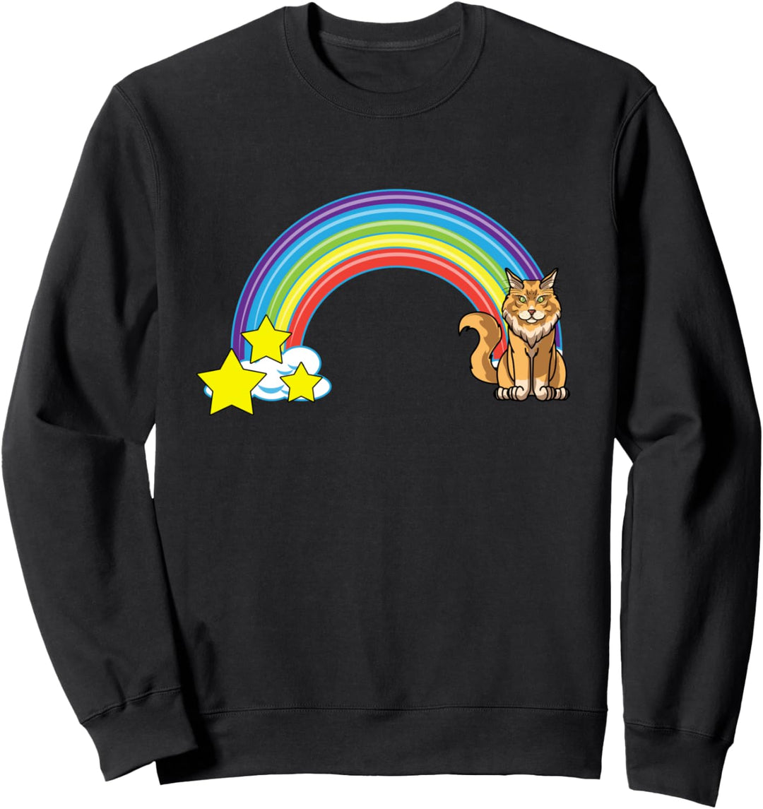 Regenbogen Maine Coon Katze Retro-Stil lustige Katze Mama Sweatshirt