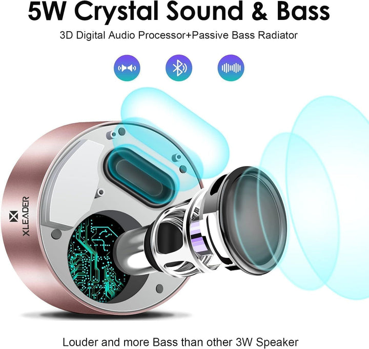 Xleader Mini Bluetooth Lautsprecher, Klein Musikbox, Touch Design, Unterstützt Aux-Eingang, Micro SD