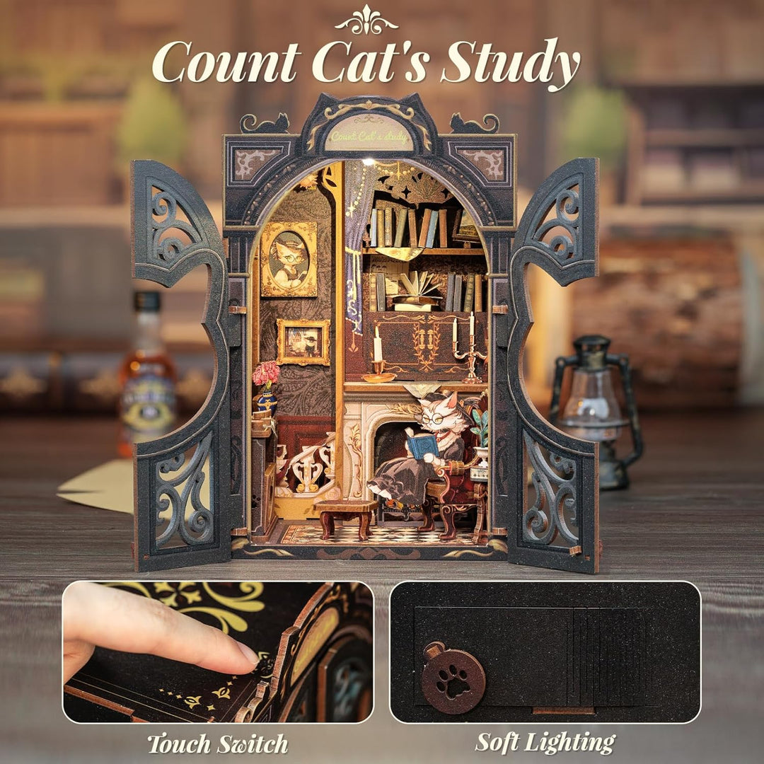 CUTEBEE Book Nook Kit - DIY Miniature House,Puppenhaus Miniatur Haus Selber Baue Bausatz mit Staubsc