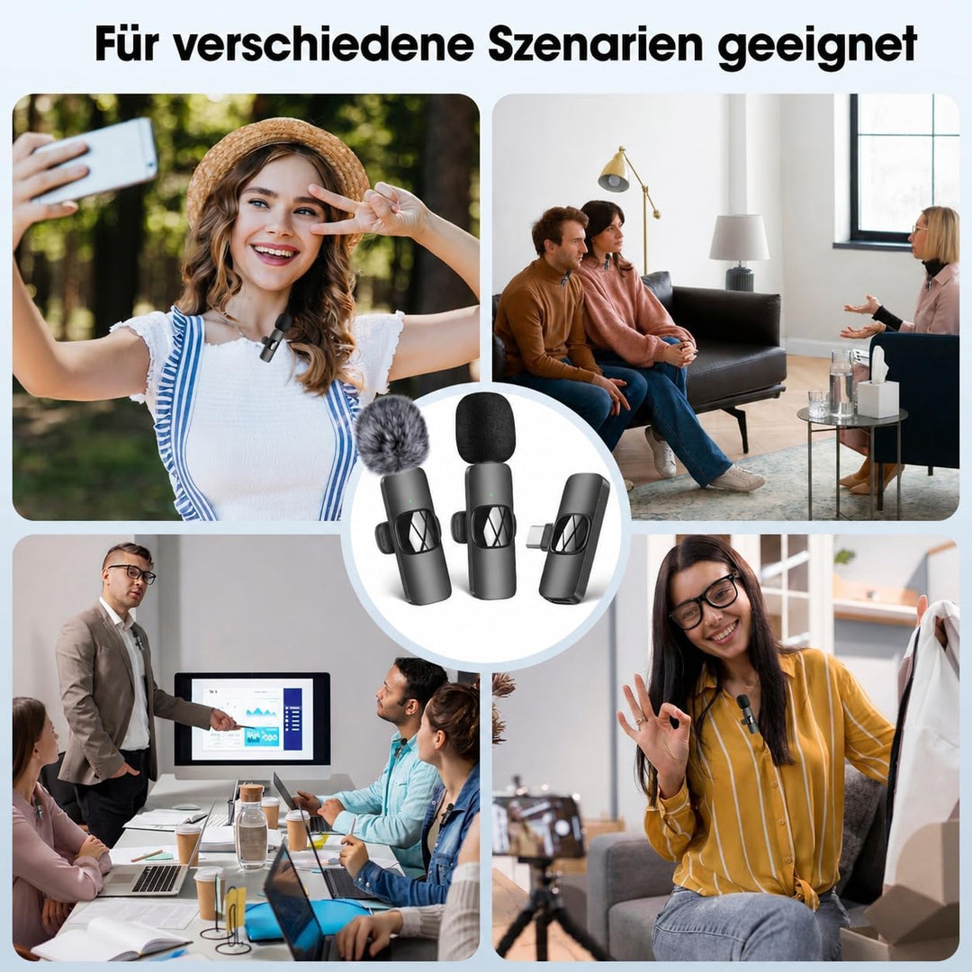 HMKCH Kabelloses Lavalier Mikrofon für Handy/iPhone/Computer, Wireless USB C Ansteckmikrofon für Vid