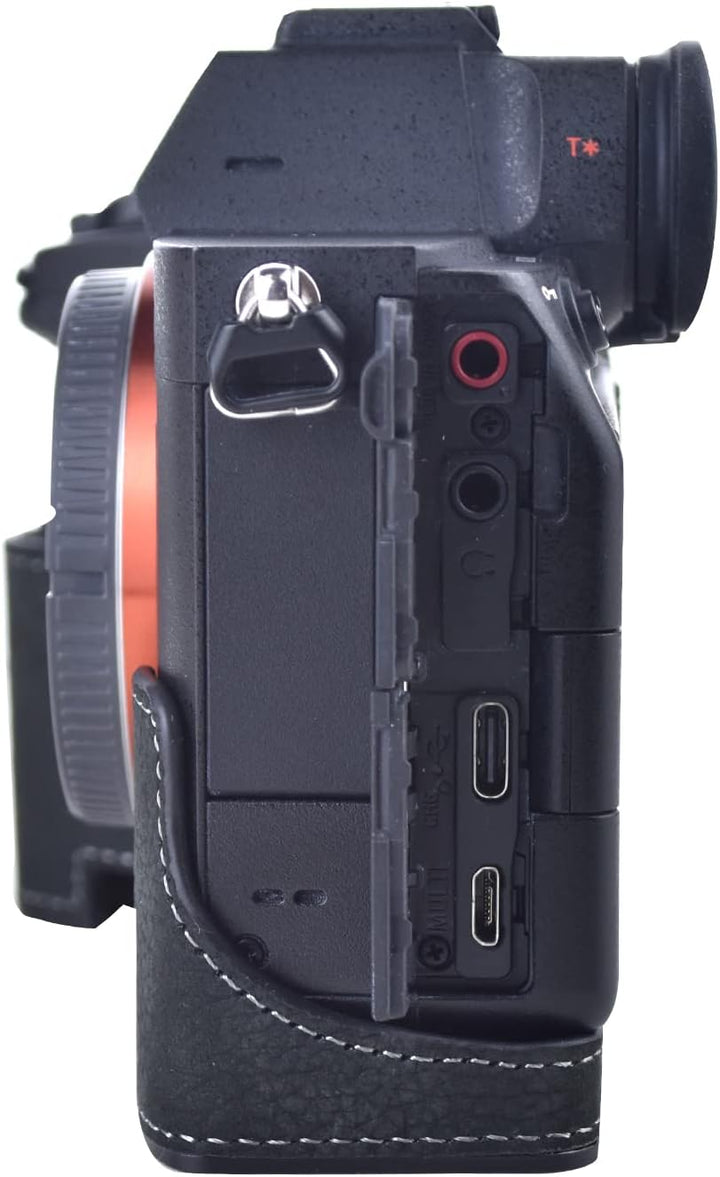 Rieibi Alpha 7 IV Kameratasche Echtleder Halbtasche für Sony a7 IV a7S III A1 Digitalkamera Schutzhü