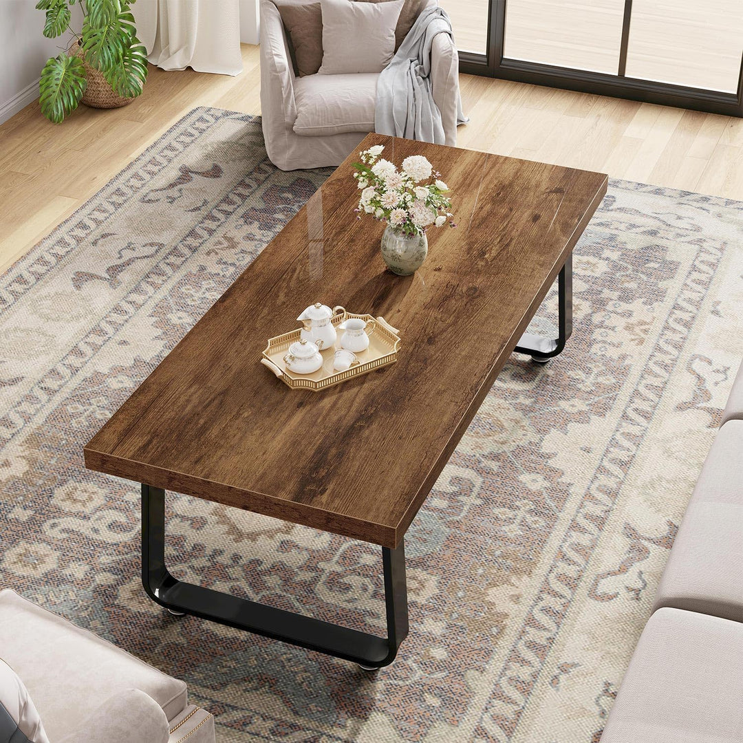 HSH Couchtisch Holz Tisch Wohnzimmertisch aus Holz Metallgestell Industrie Design für Wohnzimmer Bei