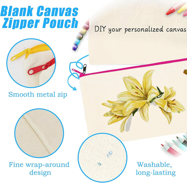 42 Stück Canvas Zipper Pouch Taschen, DIY Handwerk Blank Makeup Taschen, Canvas Pencil Case Cosmetic