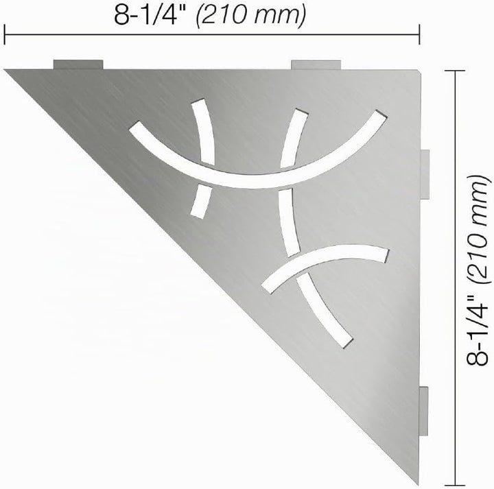 Schluter SES1D6EB Dreieckiges Eckregal für geflieste Wände, geschwungenes Design, Edelstahlmaterial,