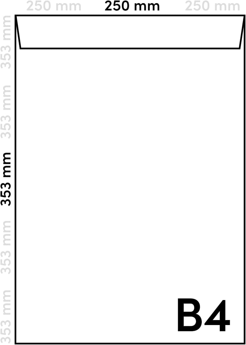 Netuno 100x weisse Versandtaschen DIN B4 B4 mit Papprückwand aus Graupappe 250 × 353 mm 400g Karton-
