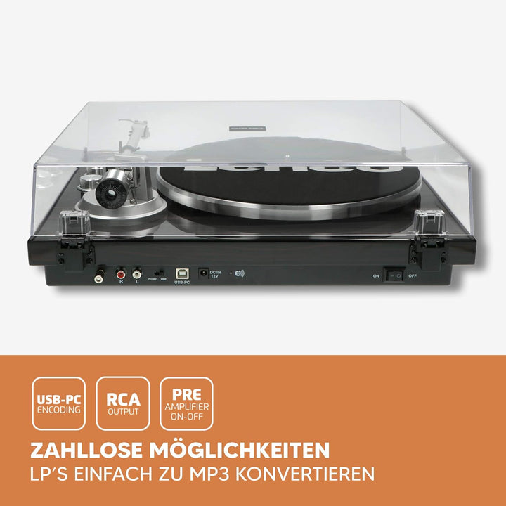 Lenco LBT-188 Plattenspieler - Bluetooth Plattenspieler - Riemenantrieb - 2 Geschwindigkeiten 33 u.