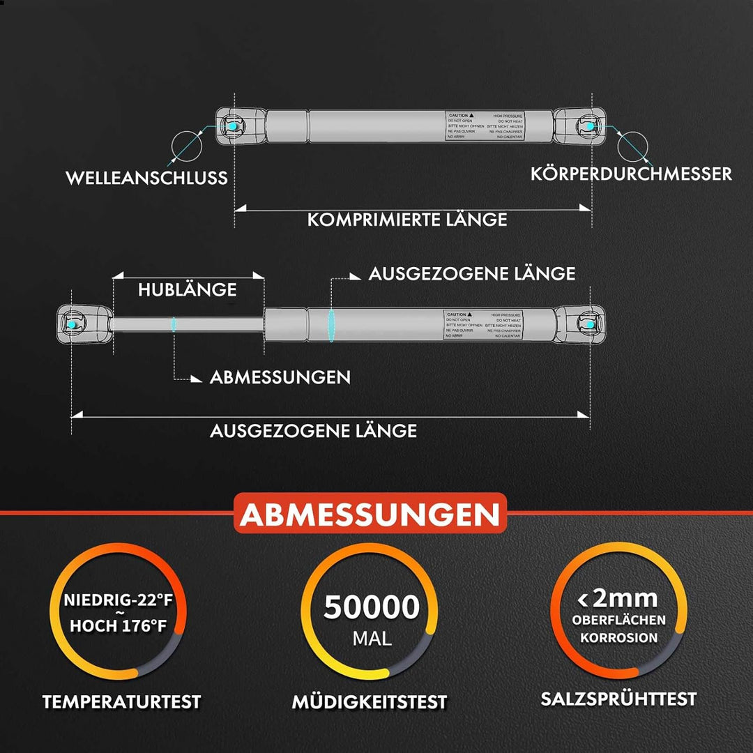 Frankberg 4x Gasfeder Dämpfer Motorhaube Heckscheibe Kompatibel mit 5er E39 520 525 530 Kombi 1996-2