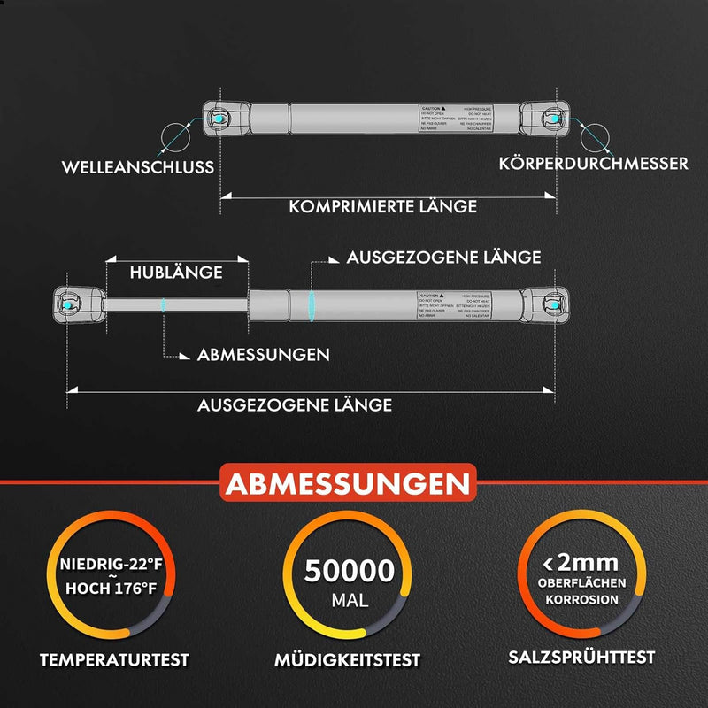 Frankberg 2x Gasfeder Dämpfer Heckklappe Kompatibel mit Grand Cherokee IV WK WK2 3.0L 3.6L 5.7L 6.2L