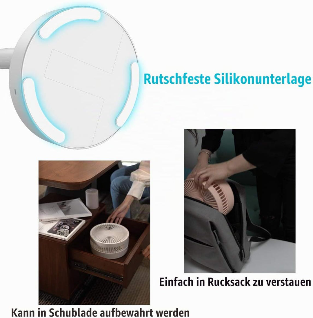 AICase Akku Tisch- und Standventilator Kabelloser mit Fernbedienung, leiser 4-stufiger tragbarer Ven