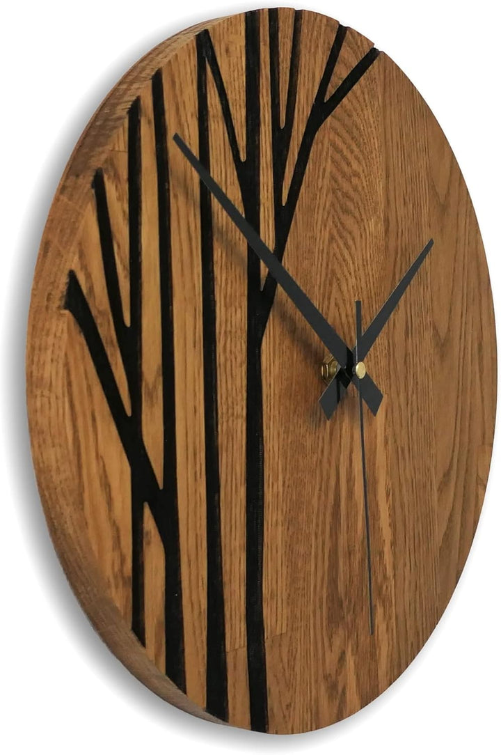 SENTOP Wanduhr aus Holz, Wanduhr aus Eiche, Moderne Wanduhr, Heimdekoration, Wanduhr aus echtem Eich