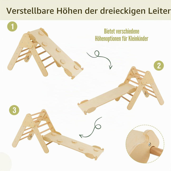 HOMASIS 3 in 1 Kletterdreieck mit Rutsche & Leiter & Kletterbogen, Klettergerüst mit Rampe, Sprossen