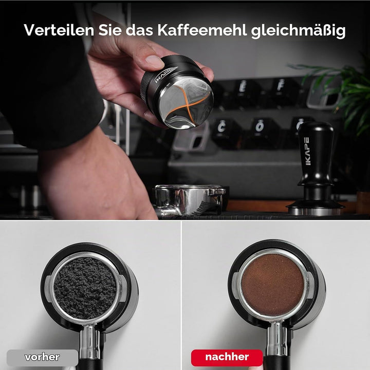 IKAPE Kaffee Produkte, 53MM Kaffee Verteiler, Schwerkraft Adaptive Espresso Verteiler Passt alle 53M