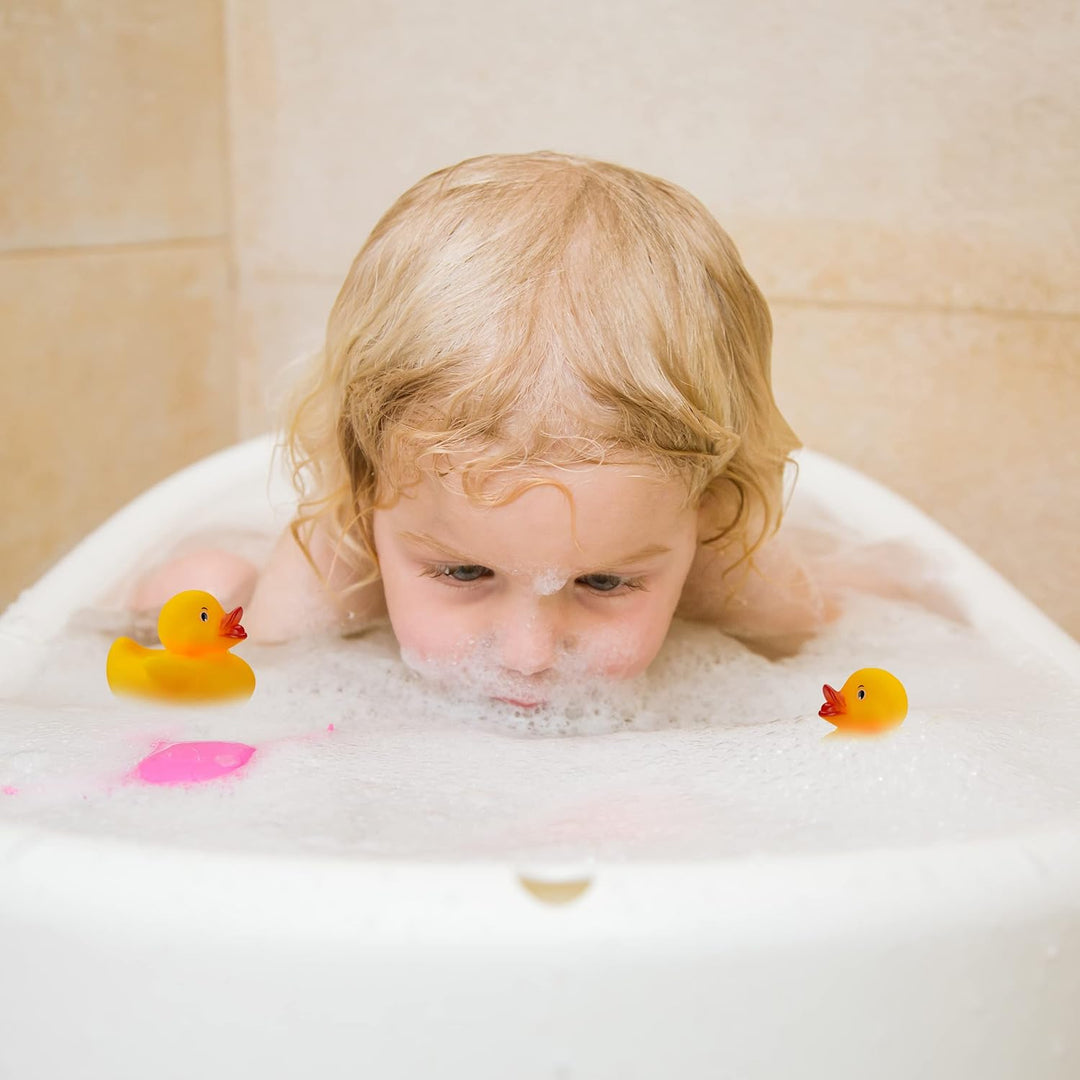 Relaxdays Badeente 3,5cm 48er Set, Quietscheentchen für Badewanne, Badespass und Deko, Mitgebsel Kin