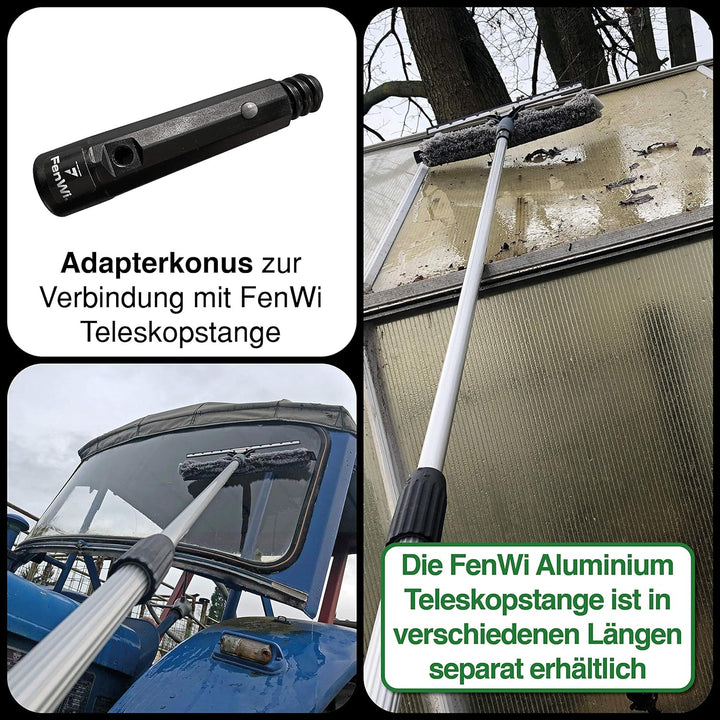 FenWi Kombi Fensterwischer 45/50cm breit für grosse Glas-Flächen mit 2in1 Fensterabzieher & Einwasch