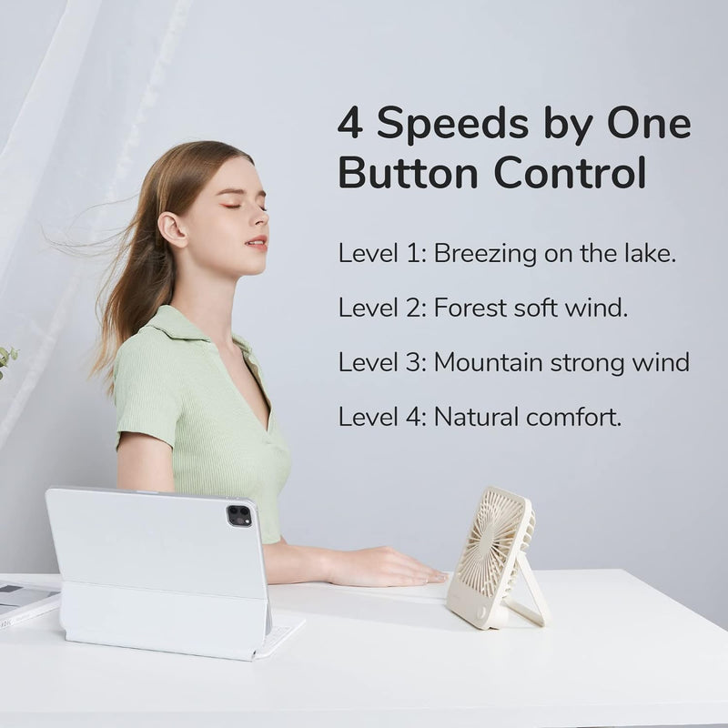 JISULIFE Tischventilator Batterie Wiederaufladbarer Ventilator，4500mAh 180° Faltbarer Tragbarer Pers