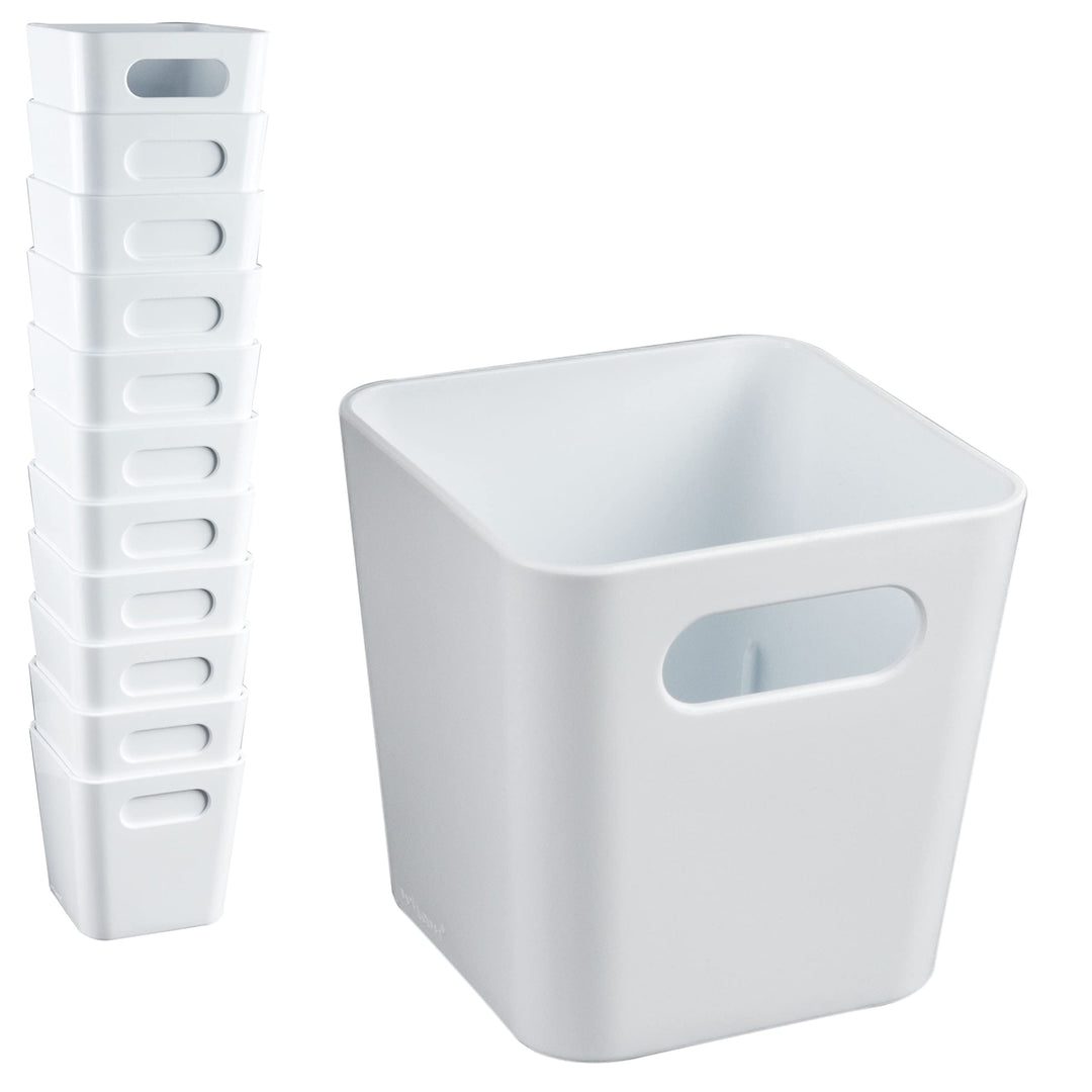 12x Ordnungsboxen - 10 cm hoch - WEIss - 10x10x10cm - 720 ml - Ordnungskorb - Schubladenorganizer Sc