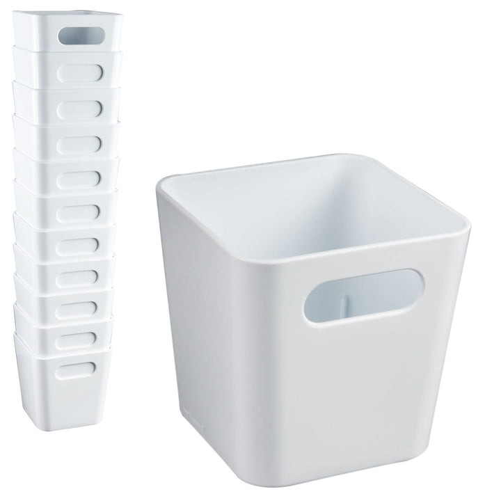 12x Ordnungsboxen - 10 cm hoch - WEIss - 10x10x10cm - 720 ml - Ordnungskorb - Schubladenorganizer Sc