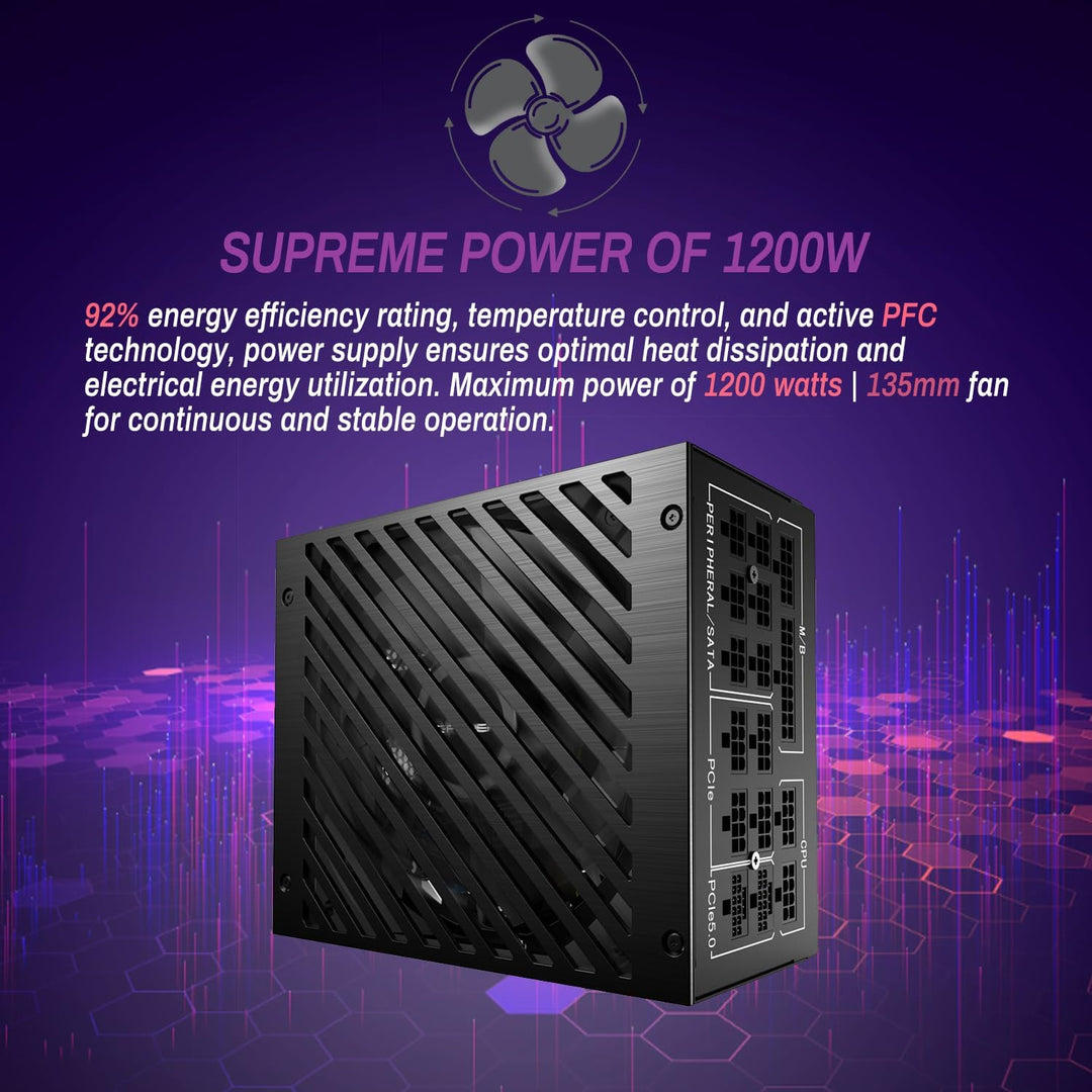 LC-Power LC1200P 80 Plus Platinum Vollmodulares Netzteil mit 1200W Leistung und 10 PCI Express Ansch