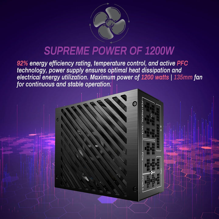 LC-Power LC1200P 80 Plus Platinum Vollmodulares Netzteil mit 1200W Leistung und 10 PCI Express Ansch