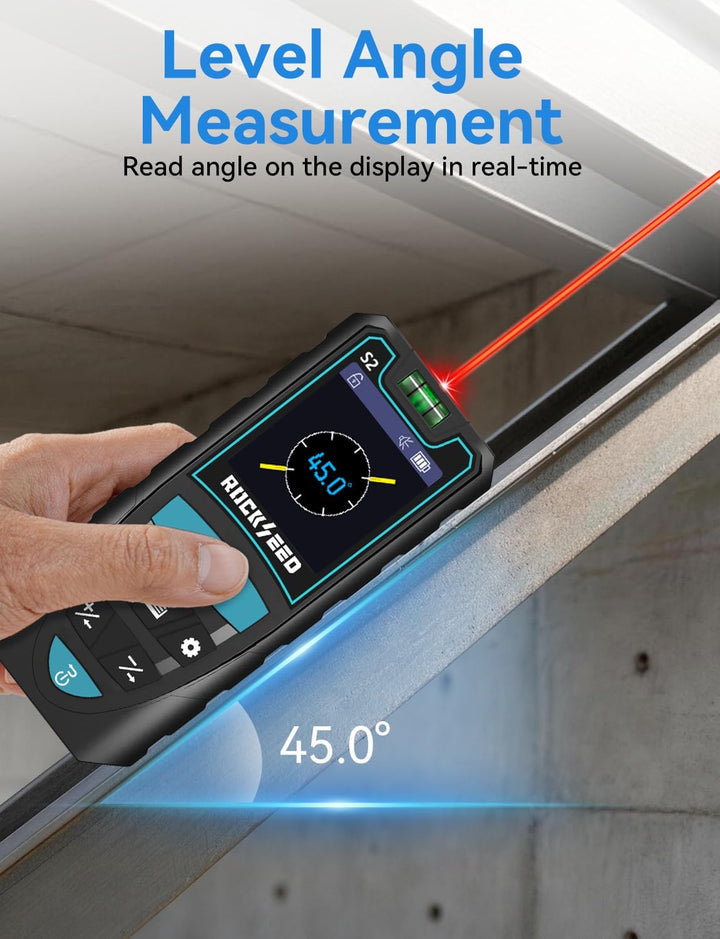 RockSeed Laser-Entfernungsmesser 50m, Drehbarer Farb-Bildschirm,5 Einheiten | 12 Messmodi, Elektroni